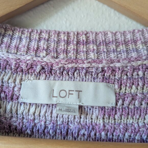 NWOT LOFT Marled Textured Sweater Jacket in Heathered Purple Size M - Picture 7 of 9